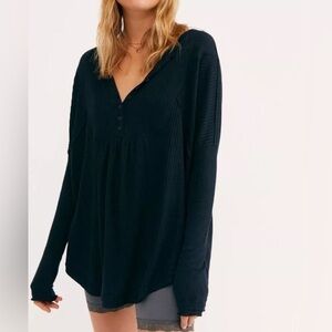 Free People Leo waffle knit Henley